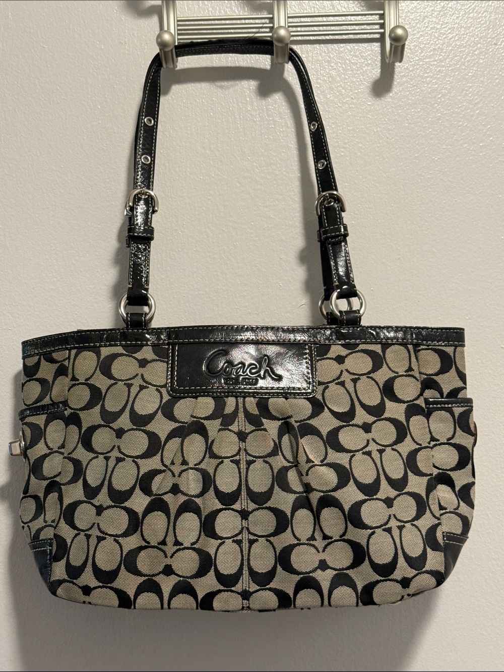 Coach Signature Pleated East/West Gallery Tote Bag